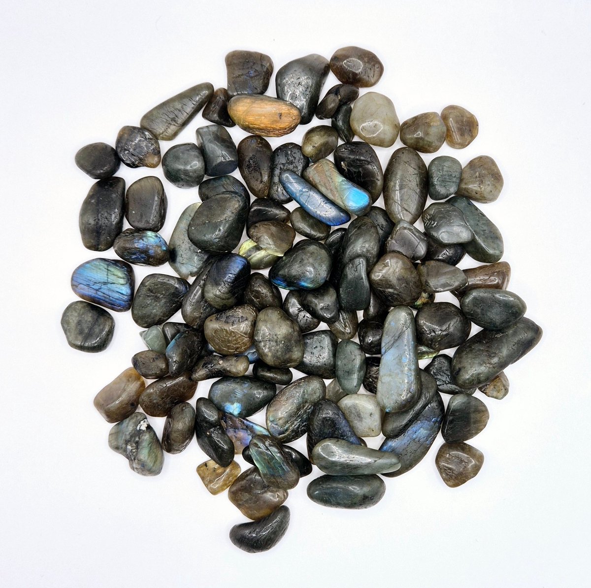 Edelsteen Donkere Labradoriet Chips Trommelstenen 1-3cm (100 gram)