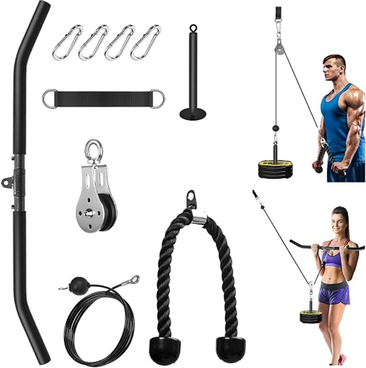 Fitness Cable Lat Pulley Systeem - DIY Home Gym Katrolsysteem Voor Krachttraining - Kabeltrainer Voor Lat Pulldowns, Biceps Curls, Triceps Extensions En Spieropbouw - Compact Fitnessapparaat Voor Thuistraining