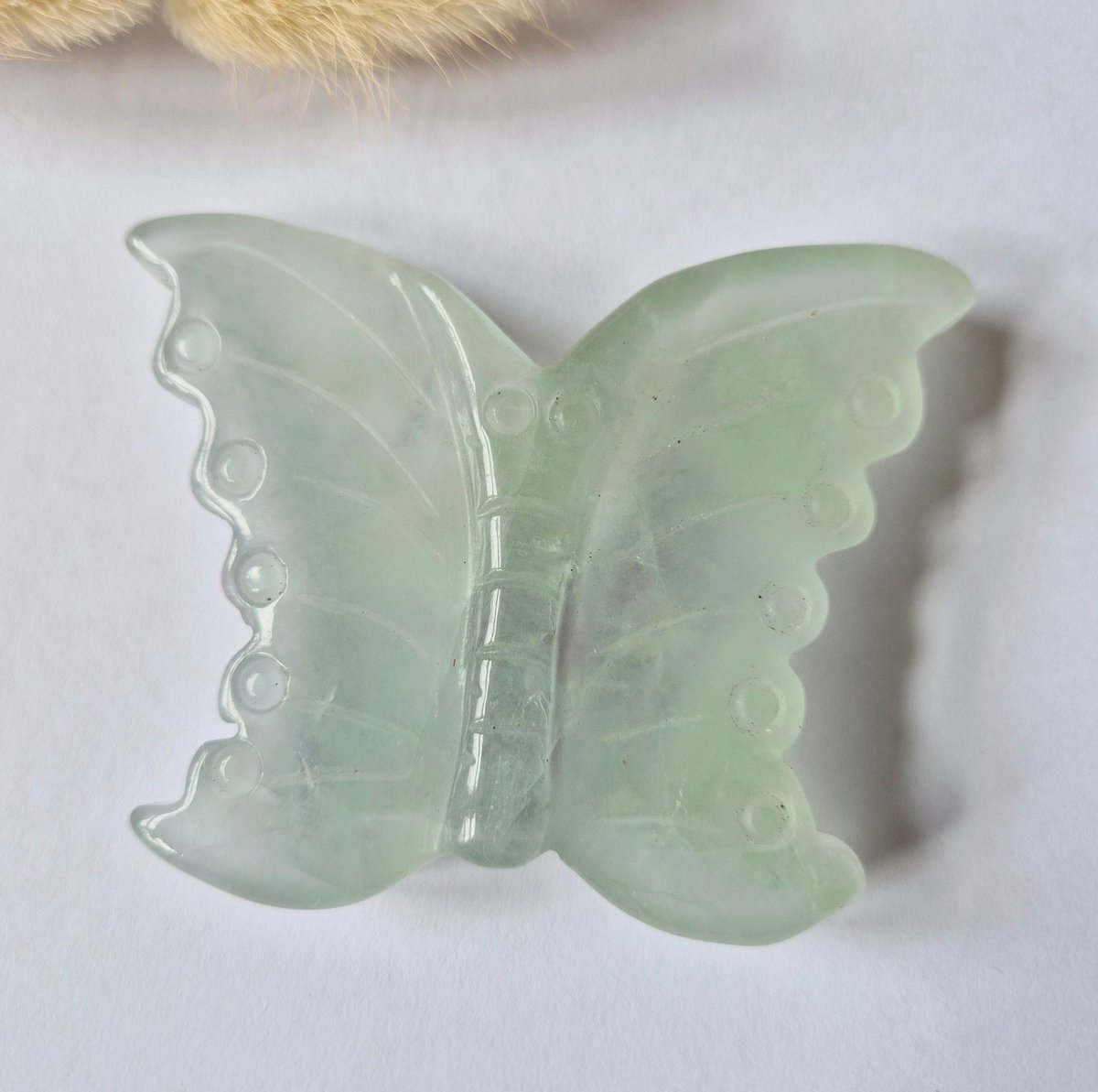 Fluoriet Vlinder Carving – 10 cm Edelsteen #10