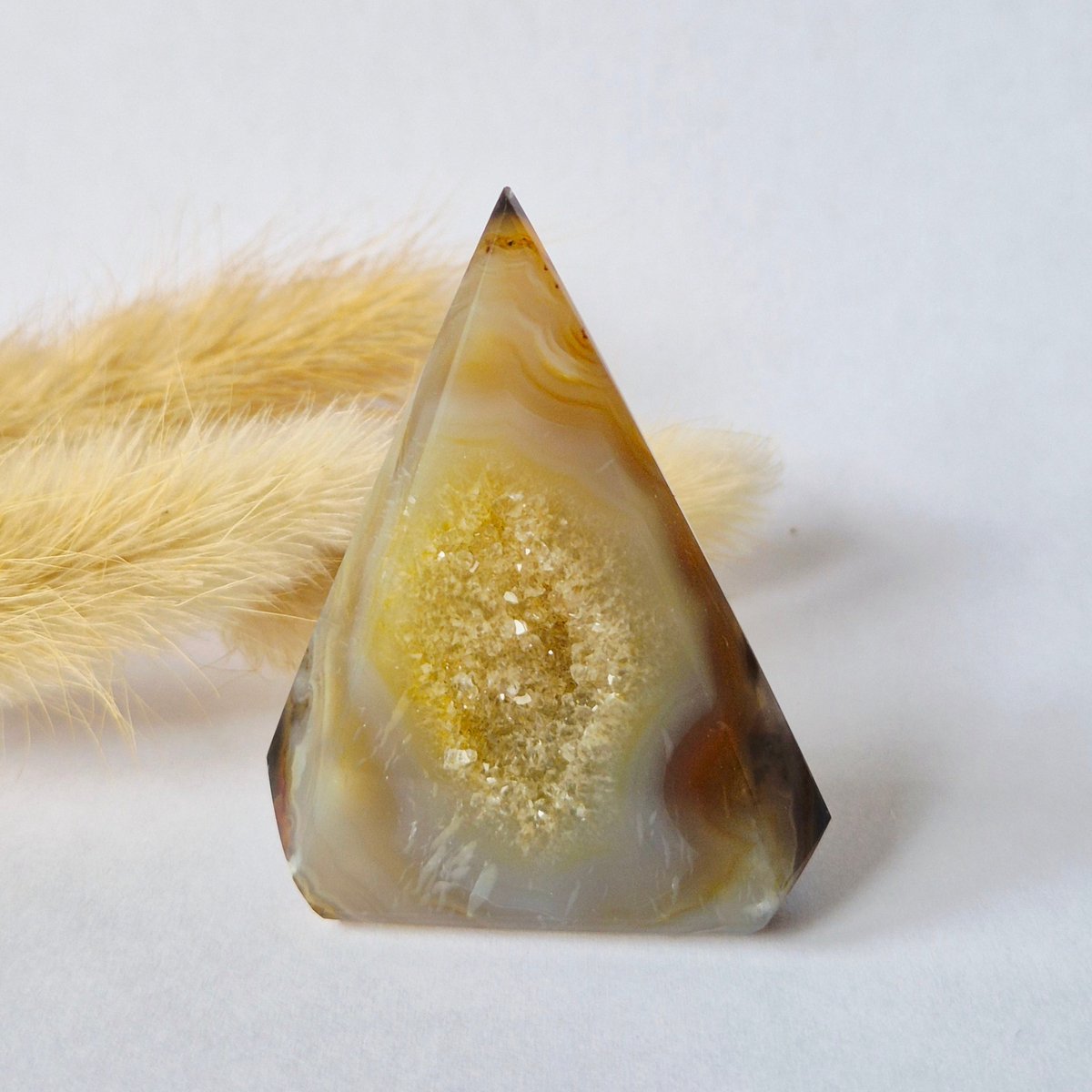 Druzy Grijze Agaat Diamant Staande Edelsteen Kristal - #12 46g