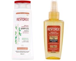 Restorex - Speed & Strong Haarverzorging set - Shampoo 500ml + Haarverzorgingsolie 80ml - voor droog haar - Herbal shampoo - Bio shampoo - Haarolie- haarverzorging