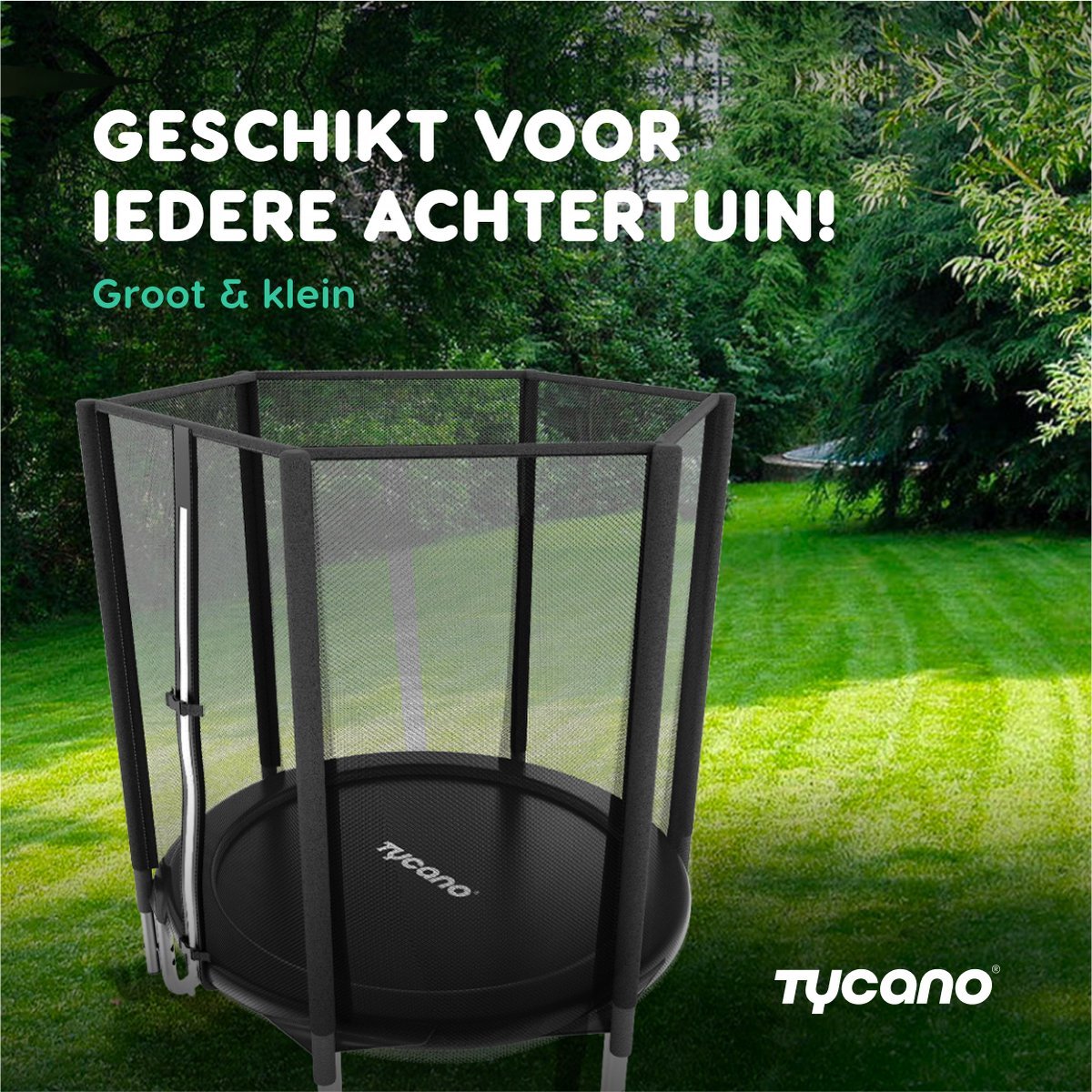 Tycano Kinder Trampoline met Veiligheidsnet - 183 cm - Incl trapje - Water- en UV-bestendig - Stevig Frame — afbeelding 2