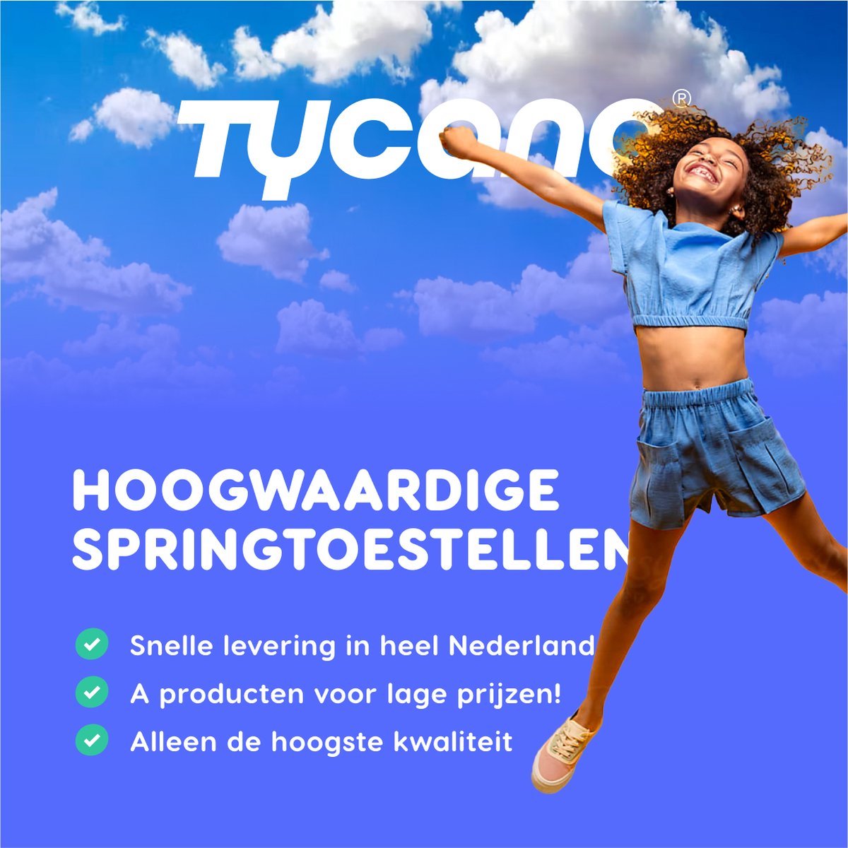 Tycano Kinder Trampoline met Veiligheidsnet - 183 cm - Incl trapje - Water- en UV-bestendig - Stevig Frame — afbeelding 6