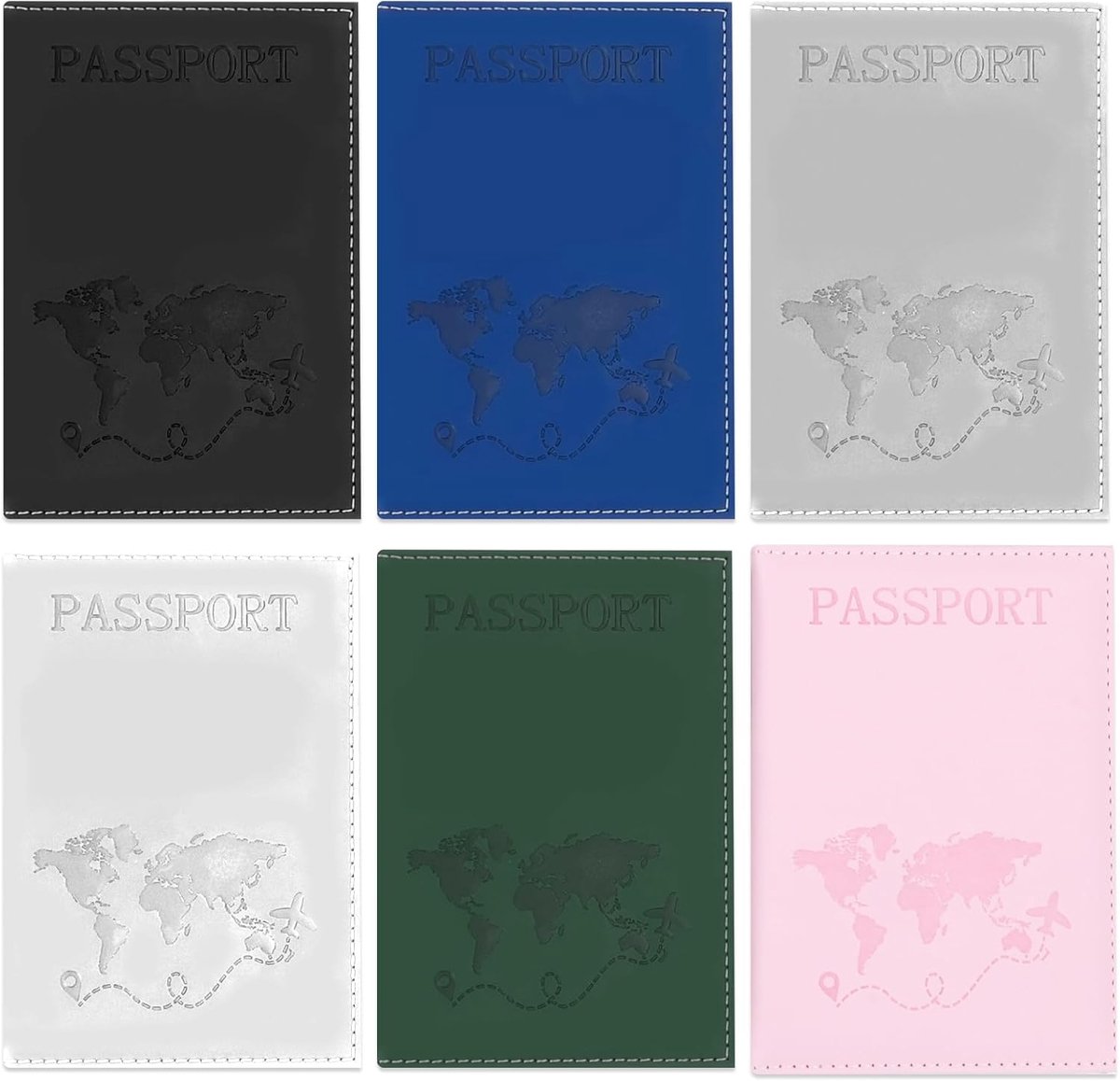 SnelShoppen - 6 Pcs Paspoort Houder Covers - Luxe PU Leren Paspoort Wallet Beschermers - Reisdocument Organizer voor Mannen en Vrouwen - Travel Access