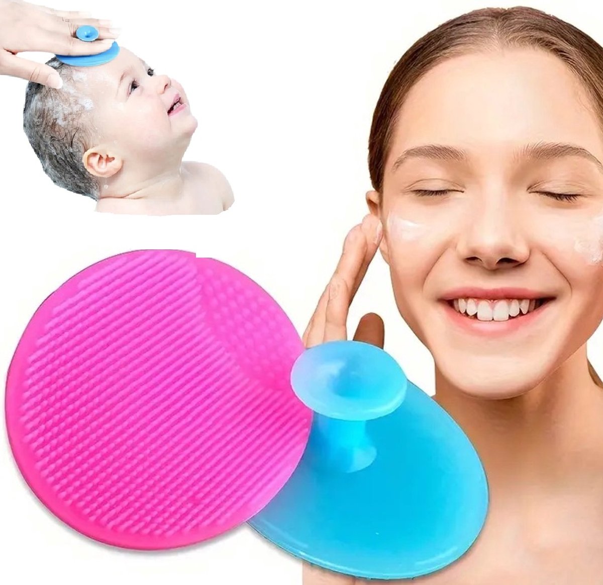 Set Van 2 Gezichtsreinigingsborstels & Babyborstel in 1 I Zachte Ex Foliërende & Mee-eter Verwijdering I Siliconen massageschrobber Baby I Beauty Pad