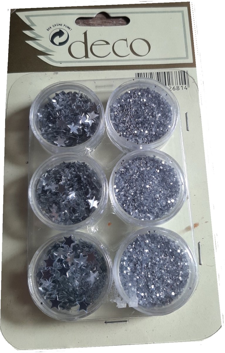 Deco glitter en sterren - decoradiemateriaal - ziilver - decoratieglitter