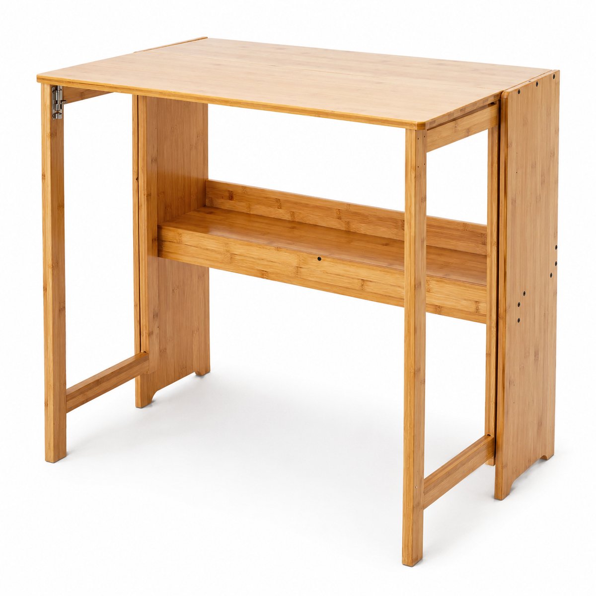 Sello! bureau – opbouwbaar – geïntegreerde opbergrek – ruimtebesparend – ruim werkblad B83 x D54cm – boekenplank – naturel
