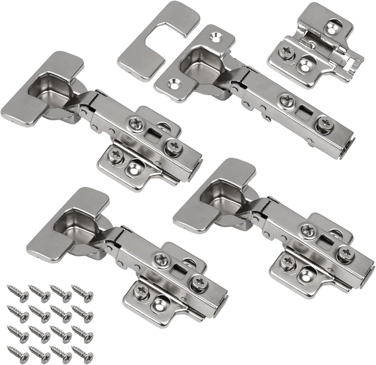 SnelShoppen - 3D Hinge Softclose voor IKEA Besta Deuren - 4 Stuks - Eenvoudige Montage - Zacht en Stil Sluiten - Inclusief Covers en Schroeven