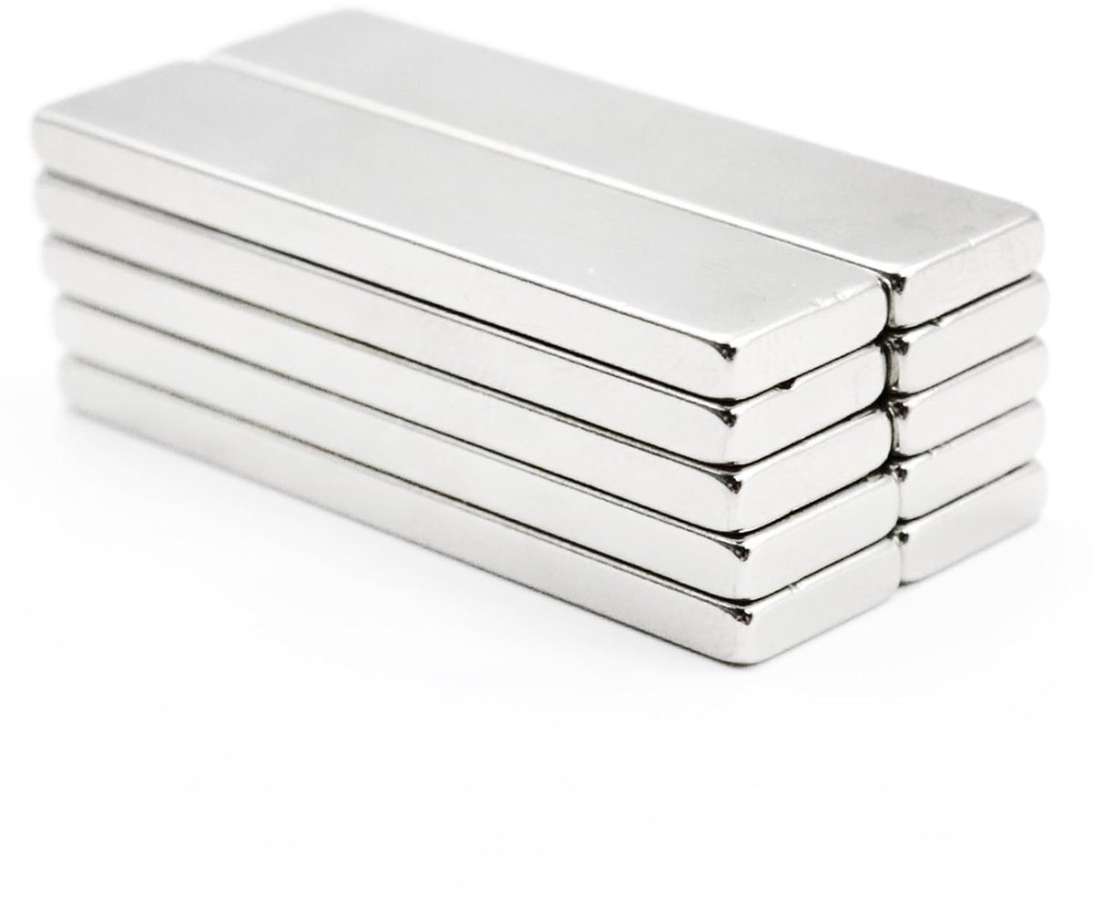 SnelShoppen - 10 Stuks Neodymium Magneten - Sterke Rechthoekige Magneten - Zilver Magnetische Strip - Zeldzame Aarde Magneten voor Keuken, Whiteboards