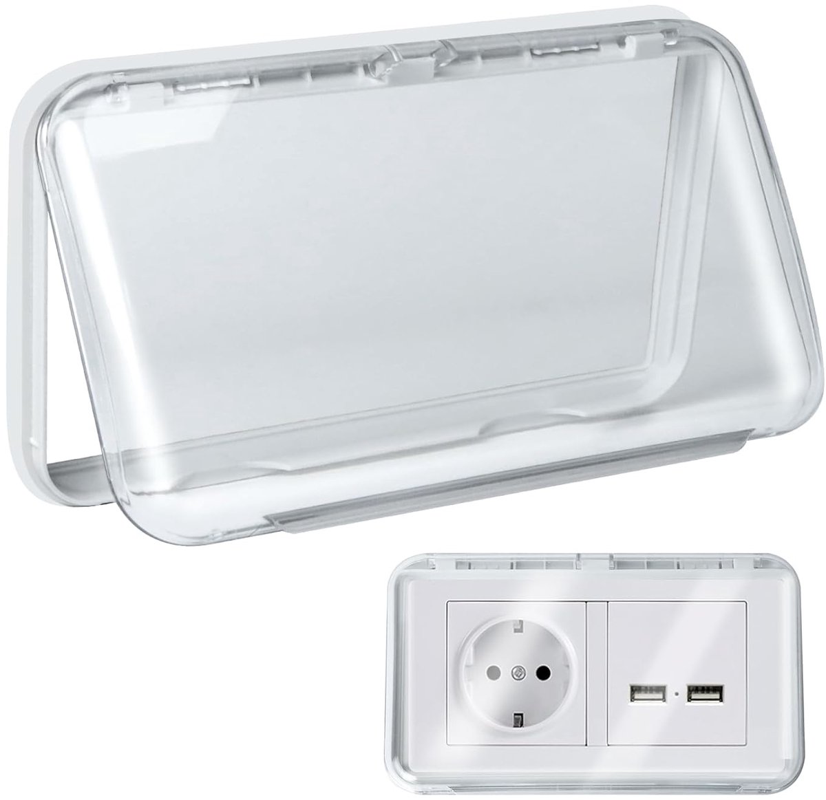 SnelShoppen - Switch Cover, Socket Cover Type 86, Waterproof en Zelfklevend, Ultra-Dunne Bescherming voor Badkamer, Buiten, Thuis, Transparant, 2 Stuk