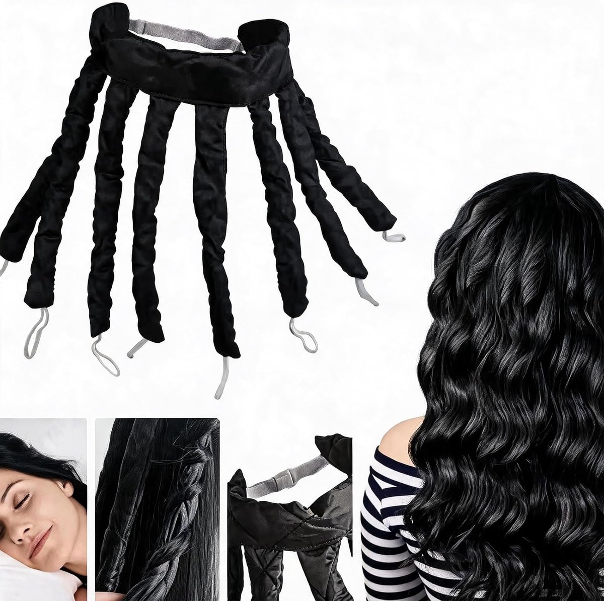 SnelShoppen - Heatless Curls Band Octopus Design - Hittevrije Haarkruller voor Natuurlijke Golven - Zachte Satijnen Hoofdband om te Slapen - Krultang