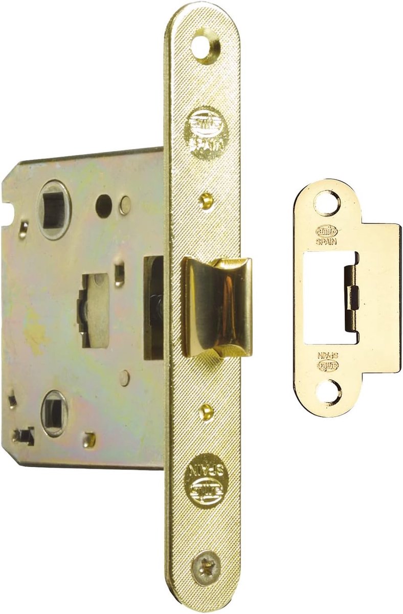 SnelShoppen - Geïntegreerde Deurslot 50mm - Staal - Goud - Omkeerbare Tong - Voor Interne Deuren van Badkamers, Keukens en Slaapkamers