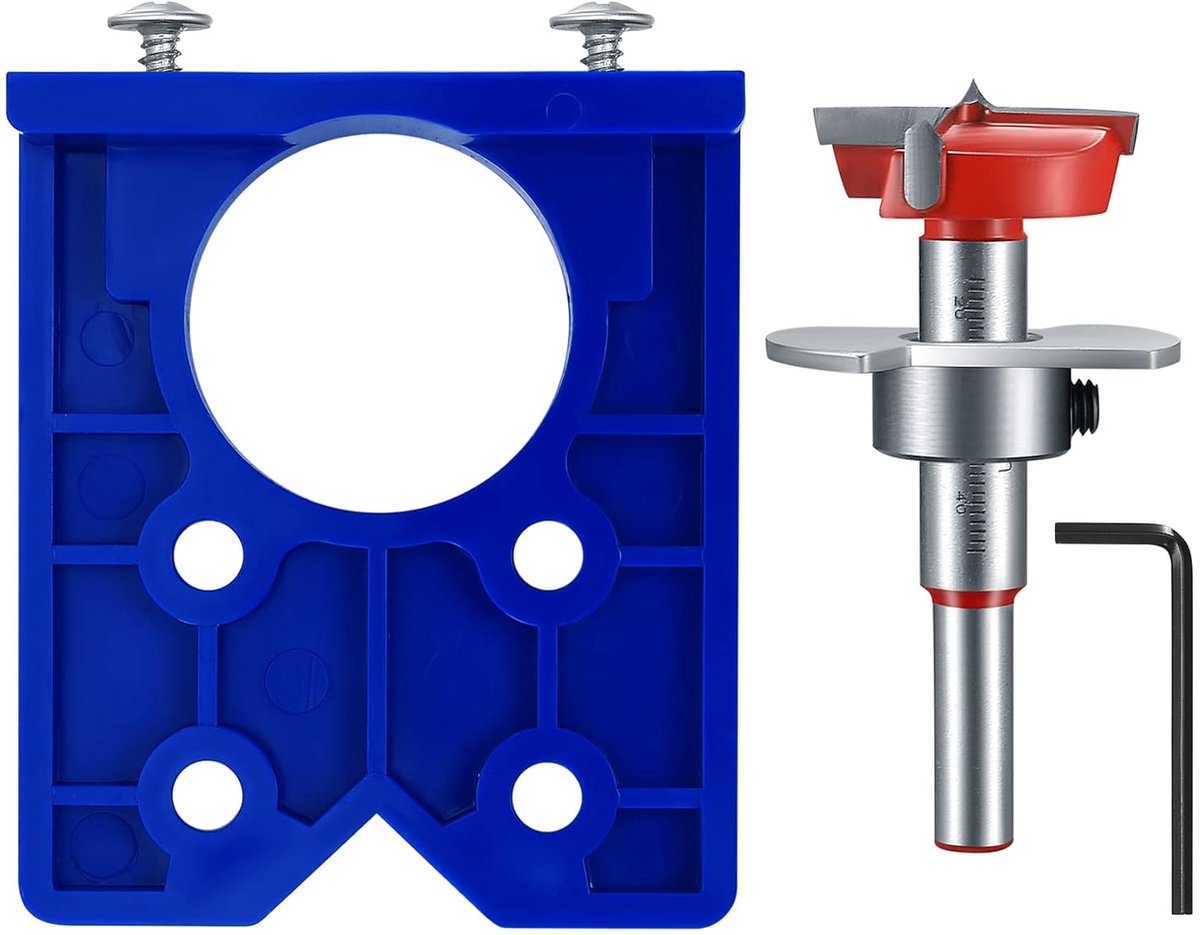 SnelShoppen - Hinge Mould Set 35 mm met Hinge Boor, Hinge Sjabloon, Boorgids en Accessoires voor Verborgen Scharnieren, Kast Scharnieren, Montageplate