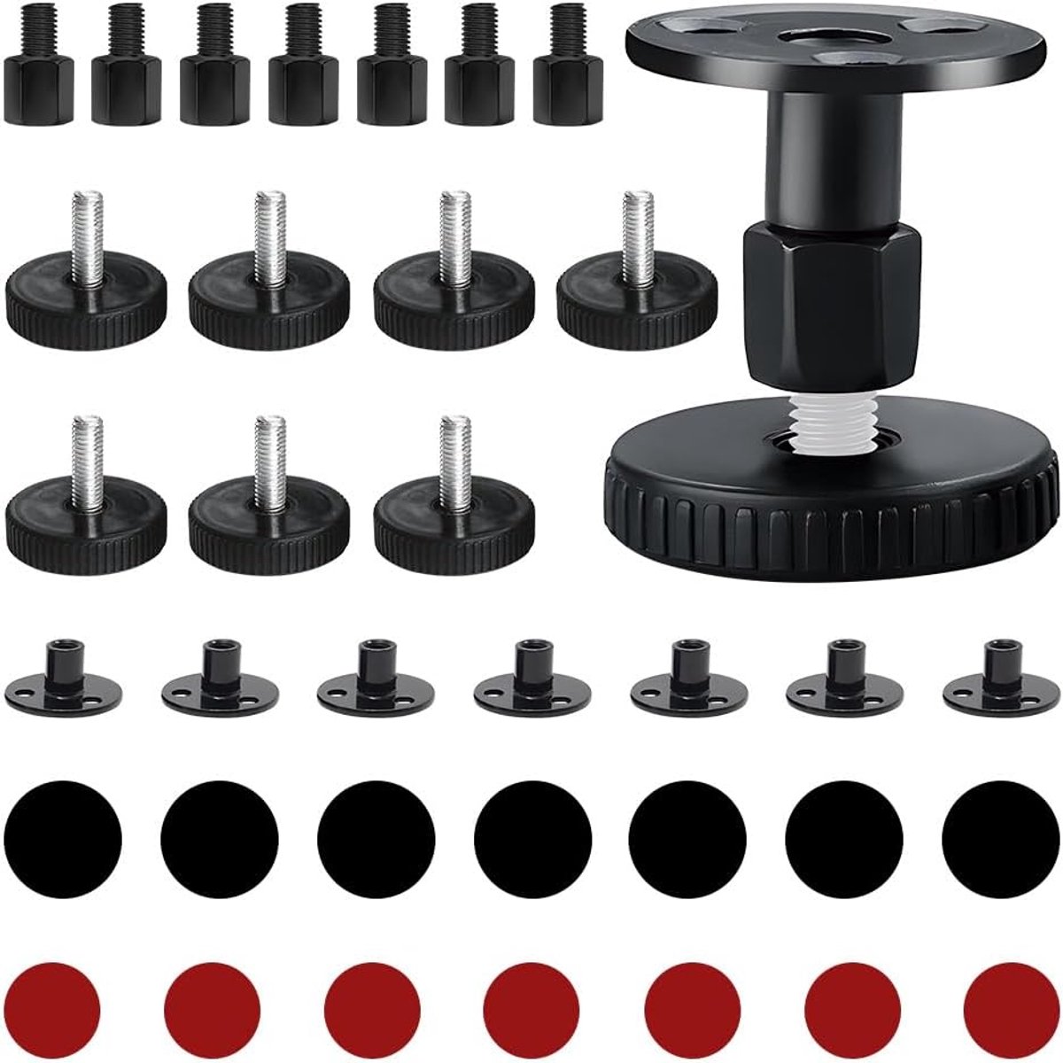 SnelShoppen - 8 Pcs Verstelbare Voeten voor 27-55mm Meubels, Krasbestendige Voeten met Lijm Cushion Pads voor Kasten, Bedpoten, Tafels, Banken