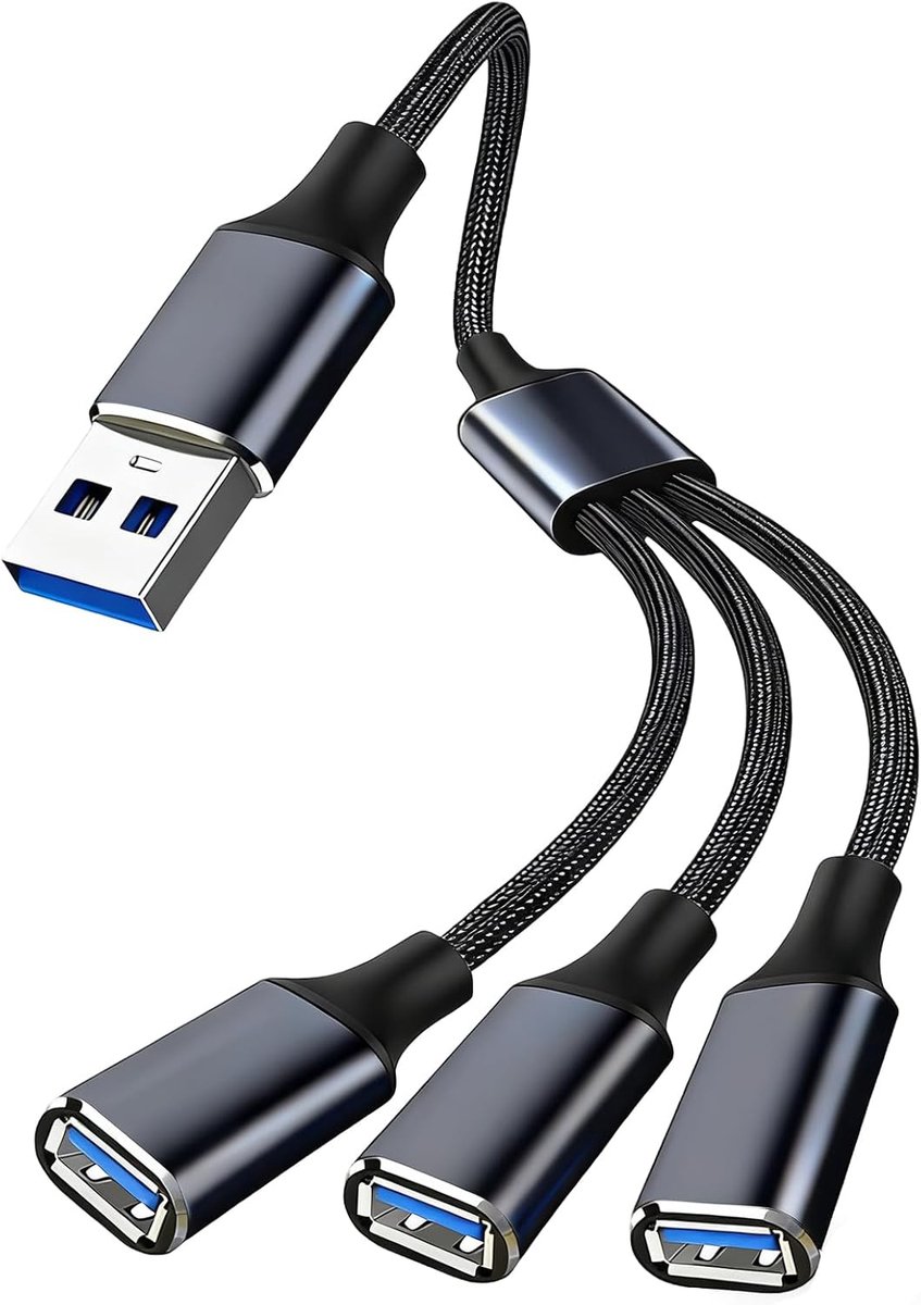 SnelShoppen - USB Splitter 1 naar 3, Y Kabel USB 3.0 Adapter met Reverse Charging, Dataoverdracht tot 5Gbps, OTG Functie, Geschikt voor MacBooks, PC's