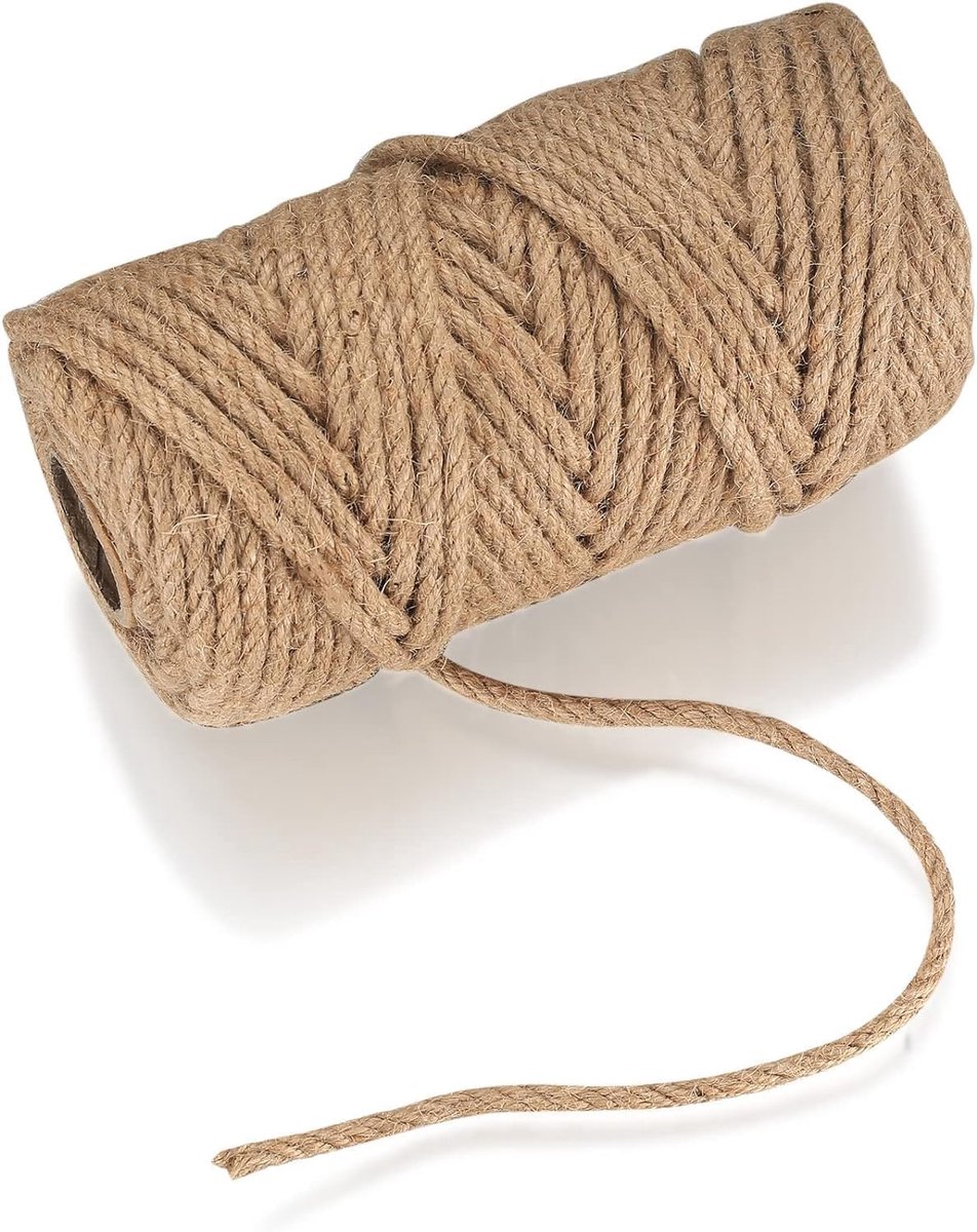 SnelShoppen - 5mm x 60m Natuurlijke Sisal en Jute Touw - Sterke Natuurlijke Vezel Touw voor Tuin, DIY, Decoratie, Bundelen en Kamperen - Robuust Jute