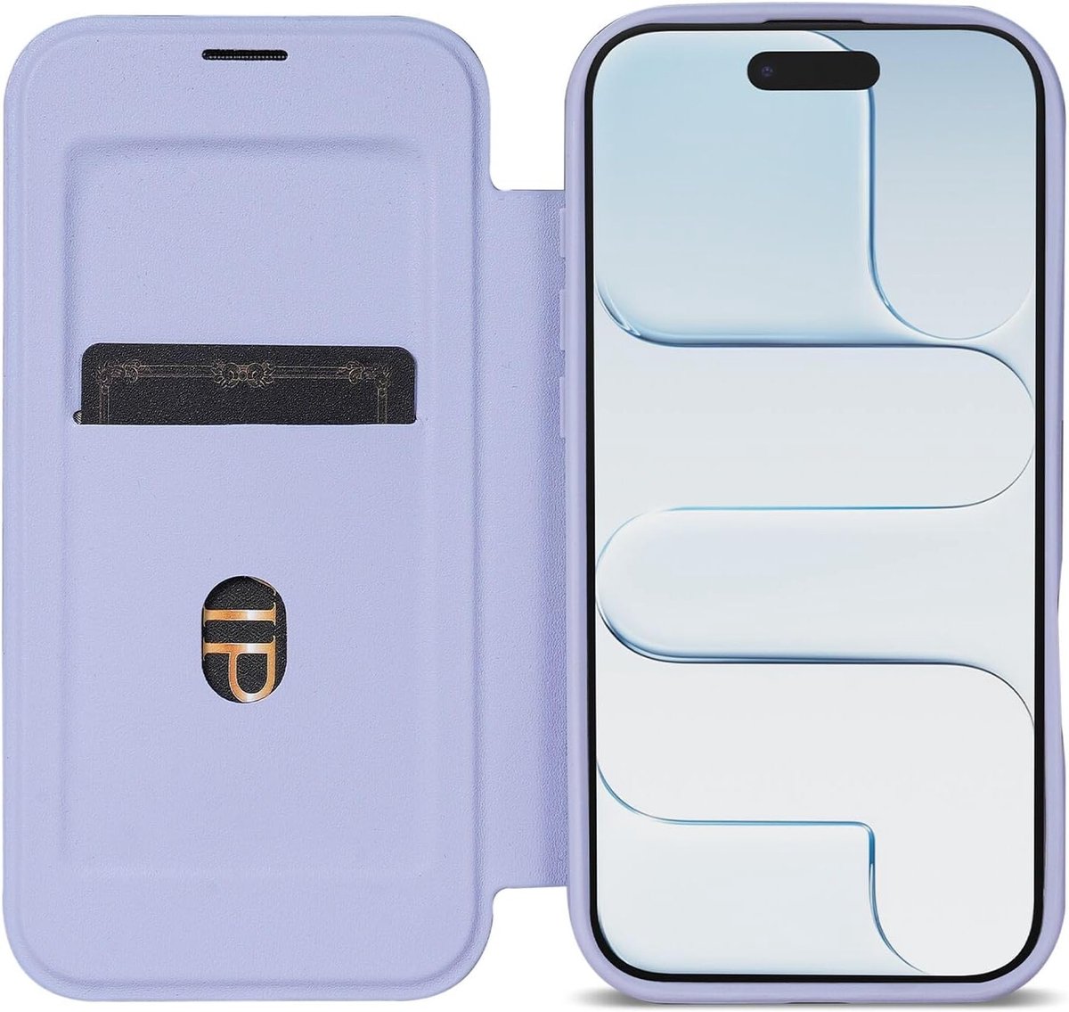 SnelShoppen - Portemonnee Hoesje voor Apple iPhone Air | MagSafe Compatibel | Wallet Book Case met Magneet en Pasjeshouder | Transparant/Paars | Besch
