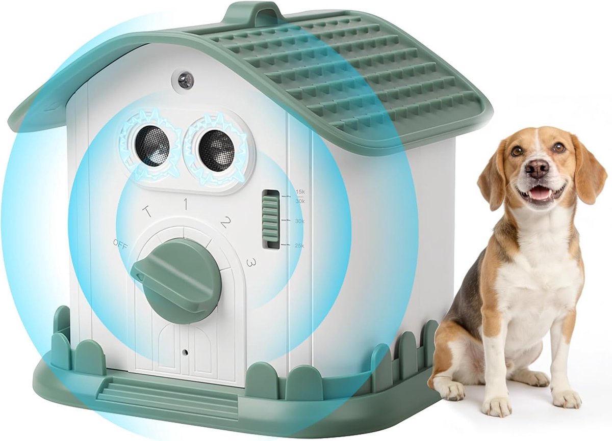 SnelShoppen - Ultrasonic Anti Bark Device voor Honden, 3 Modi, 15M Bereik, Oplaadbaar 1200mAh, Waterdicht, Effectieve Honden Blafpreventie voor Binnen