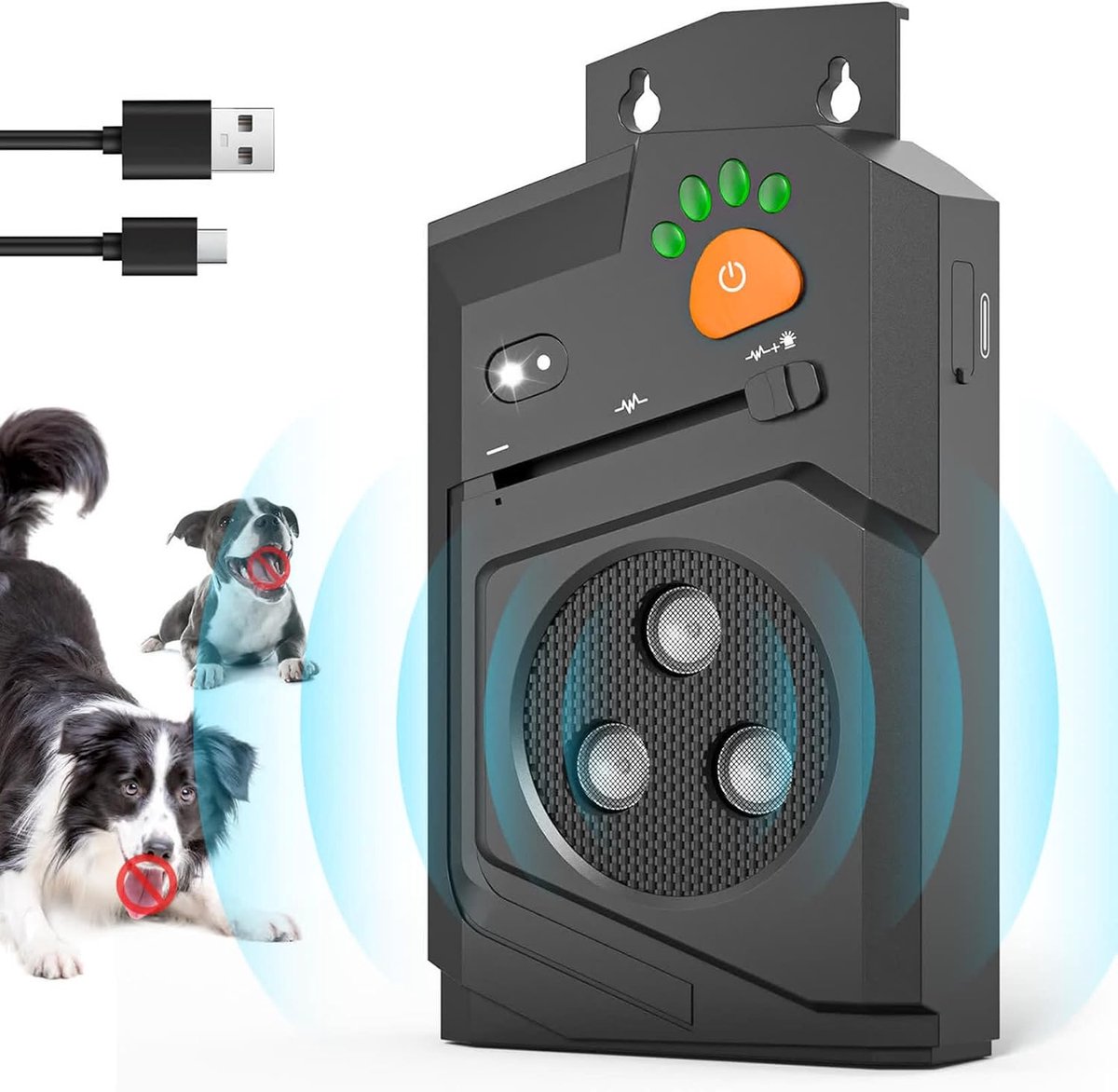SnelShoppen - Anti-bell-apparaat voor honden, ultrasoon blafstopper met 3 modi, 15 m bereik, automatische blafcontrole, effectief hondentraining appar