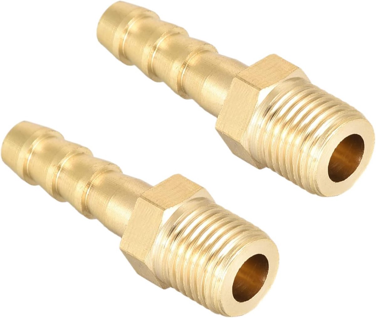 SnelShoppen - M10-1 Male Thread 6mm Spines Barbs Hose Connector - 2x Messing Tube Adapter voor Slangverbinding - Duurzaam en Corrosiebestendig