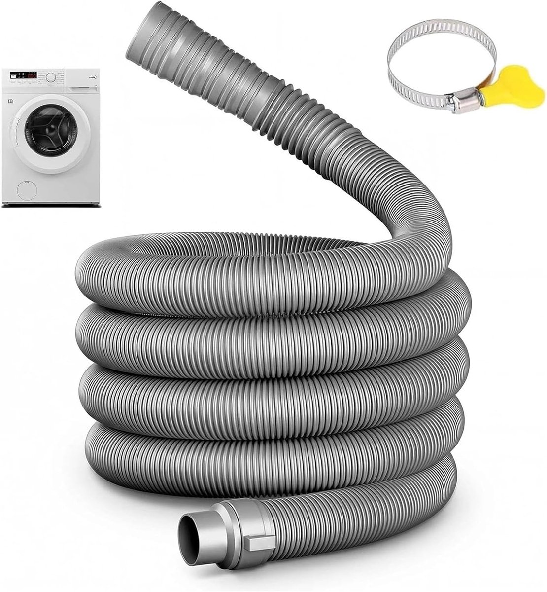 SnelShoppen - 4M Vouwwaterschlang voor Caravan, Afvoerslang Camper, Inklapbare Afvoerpijp, Geschikt voor Wasmachine, Flexibele Afvoerslang 32-42 mm
