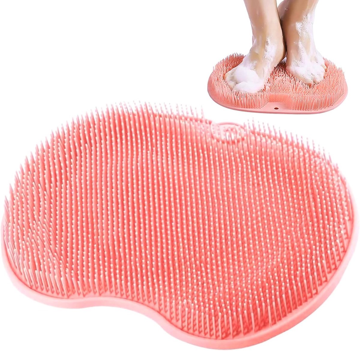 SnelShoppen - Non-slip Silicone Massage Pad, Rugschrobber met Antislip Zuigcups, Massage Cleaner voor Rug en Voeten, Rood, Perfect voor Senioren en Me