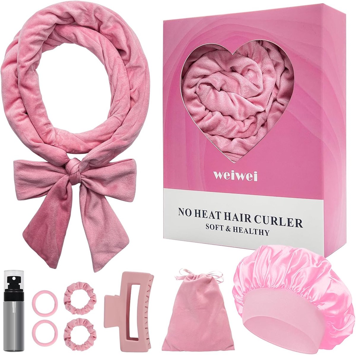 SnelShoppen - Heatless Curlers Headband - 70 Inch Zachte Haar Krullers Set - Geen Hitte Krullers voor Gezonde Krullen - 9 Delige Giftset voor Vrouwen
