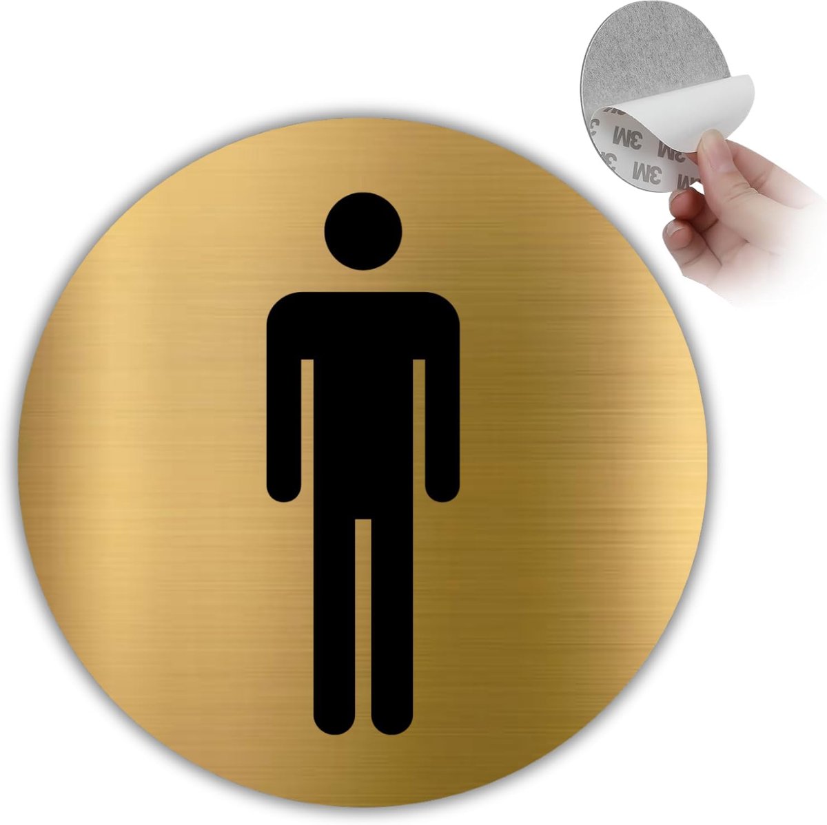 SnelShoppen - Gouden Toiletplaat voor Mannen en Vrouwen, Ø 10 cm, 0.8 mm Aluminium, Unisex Badkamerplaat, Makkelijk te Installeren, Toiletbord