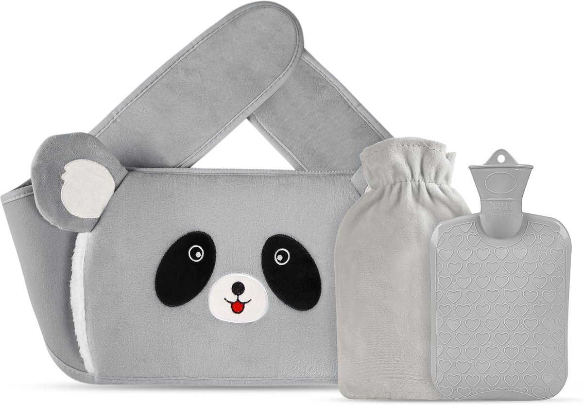 SnelShoppen - Warmwaterkruikriem 1 Liter met Zachte Taillehoes - Warmwaterkruik voor Nek, Schouder, Rug en Benen - Pijnverlichting en Warmte - Grijs F