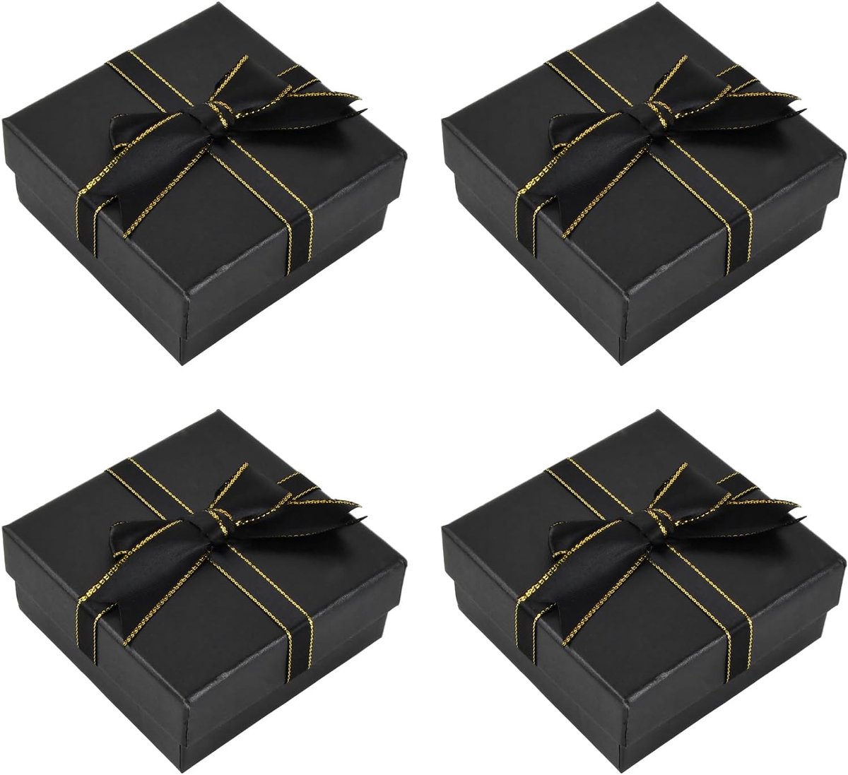 SnelShoppen - 4 Stuks Sieraden Geschenkdozen, Kartonnen Sieraden Distributie Doos, Sieraden Verpakkingsdoos met Strikknop, Oorbellen Ringen Opbergdoos