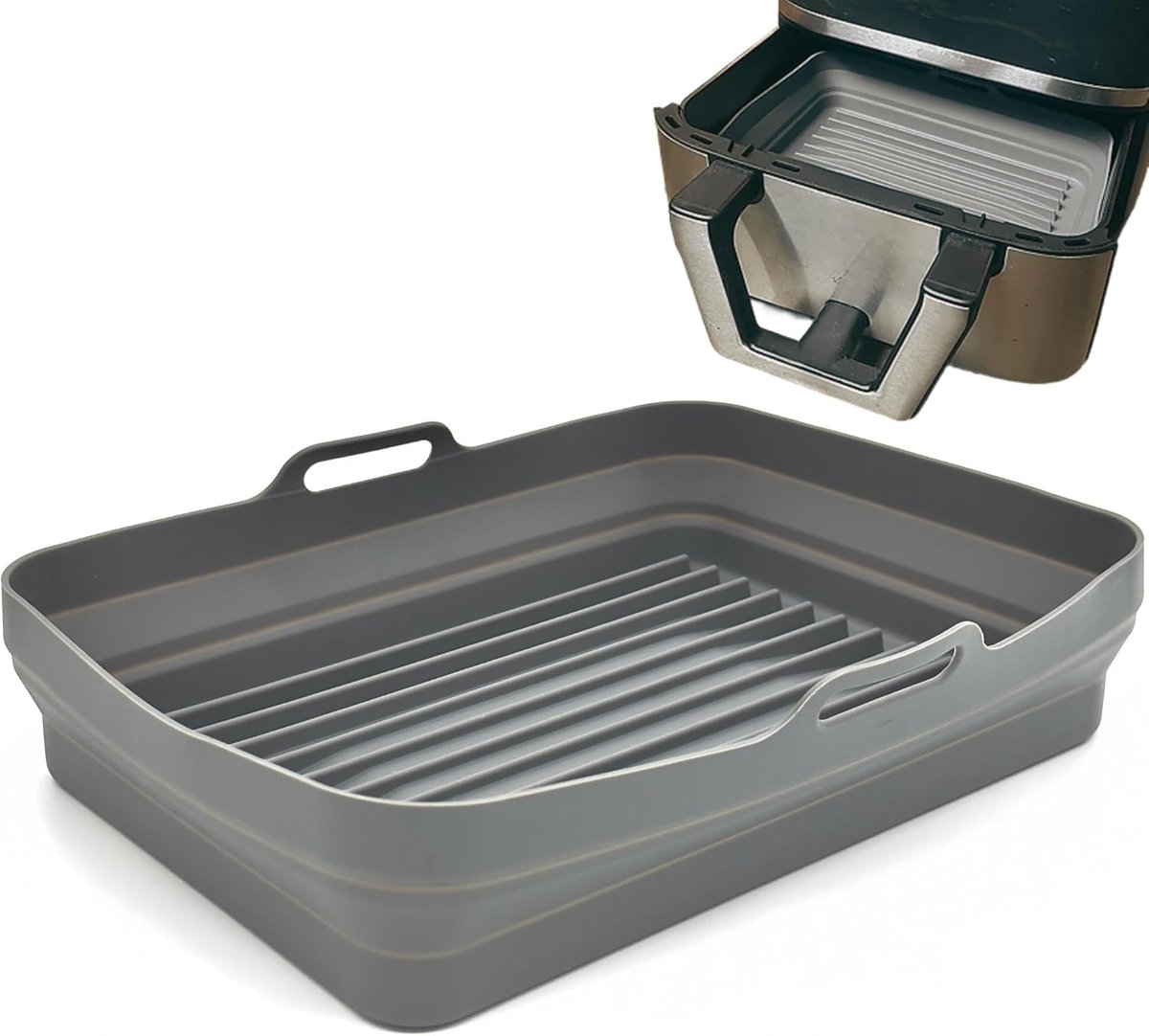SnelShoppen - Tray Accessoires voor Air Fryer, Reusable Silicone Bakvorm Geschikt voor Oven, Magnetron, Vaatwasser, Rectangular, 1 Stuk