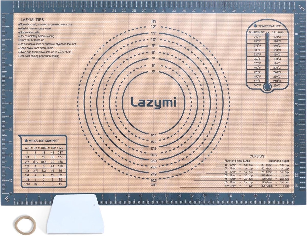 SnelShoppen - Silicone Bakmat Groot 40x60cm, Antikleef Silicone Bakpad, Dikke Deegmat, Rolmat, Silicone Mat, Bakfilm, Werkmat voor Fondant, Pizza, Bro