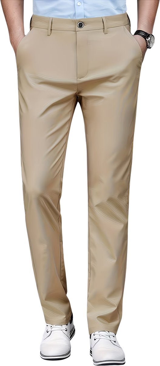 Currero Pantalon Heren Chino Regular Fit Golfbroek Nette Broek Elastische Tailleband Volwassenen XS Kaki 1