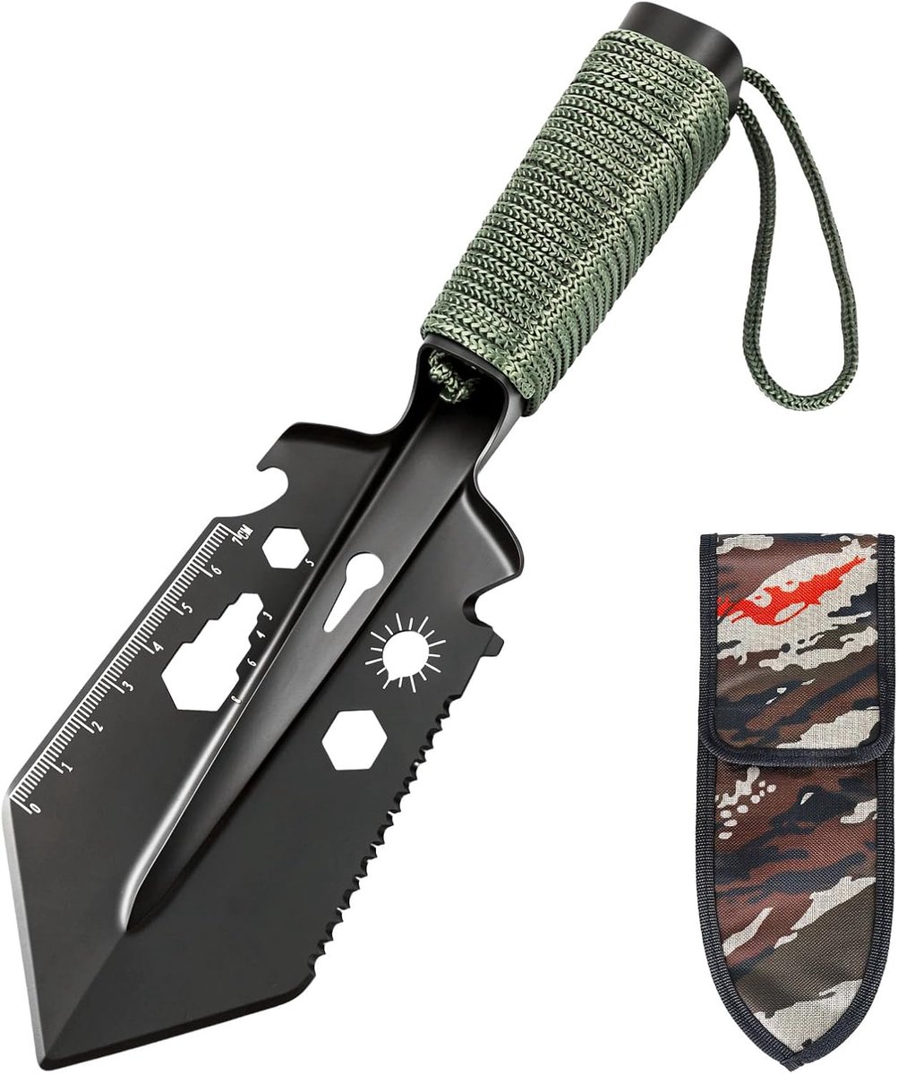 SnelShoppen - Mini Tuinschep Roestvrij Staal - Ultralichte Campingschep met Draagtas - Multifunctionele Handschep voor Outdoor, Camping, Survival, Tui