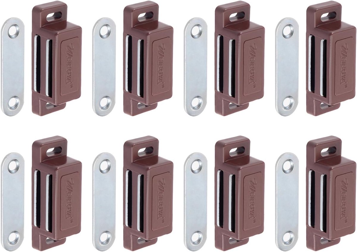 Magnetische Sluiting voor Keukenkastjes en Lades - 8 Stuks - Duurzame ABS Kunststof - Bruin - Perfect voor Meubelaccessoires en Deurklinken