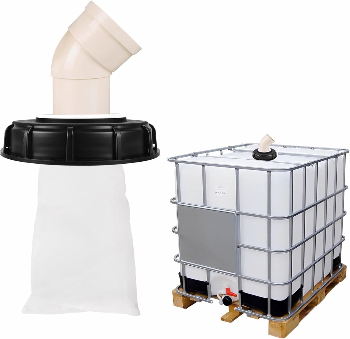 Luchtdoorlatend IBC Filterdeksel van Nylon, 165 mm, 45 graden, Herbruikbaar, Waterfilter voor Regenwater, Opslagtank en Vaten
