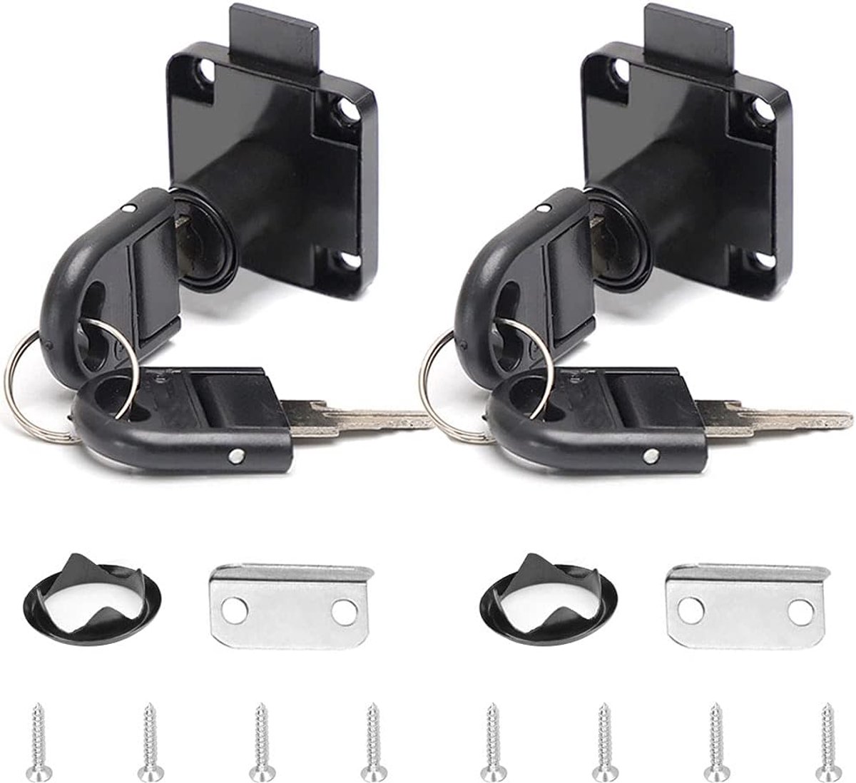SnelShoppen - 2 Pcs Zinklegering Meubel Slot - Laden Slot - Kast Slot met 4 Sleutels - 19mm Opening - Zwart - Veiligheid voor Kasten en Laden
