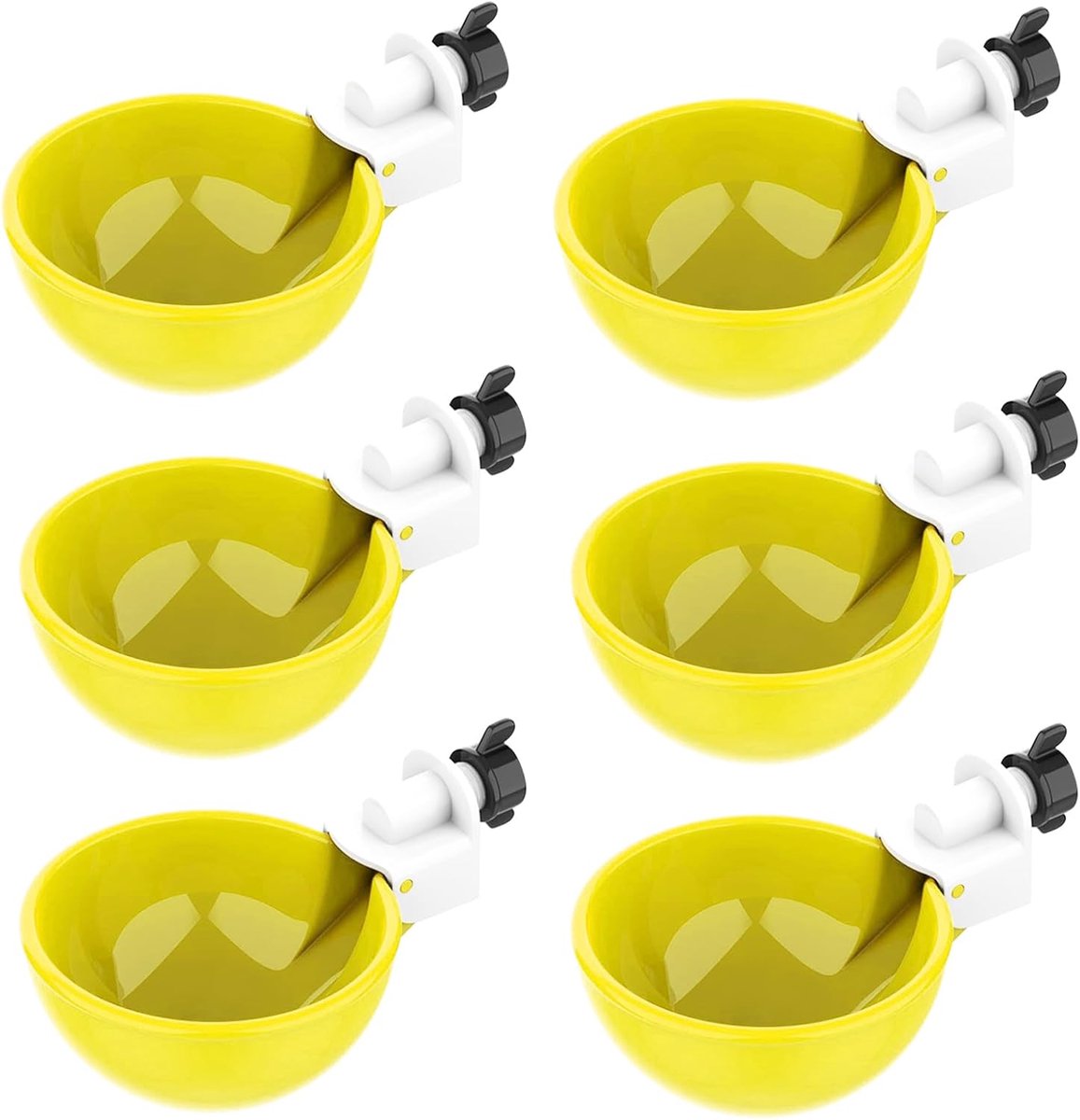 SnelShoppen - 6 Stuks Kip Drinkbekers, Plastic Automatische Drinker voor Pluimvee, Geschikt voor Kippen, Eenden, Duiven, Kalkoenen, Konijnen - Geel