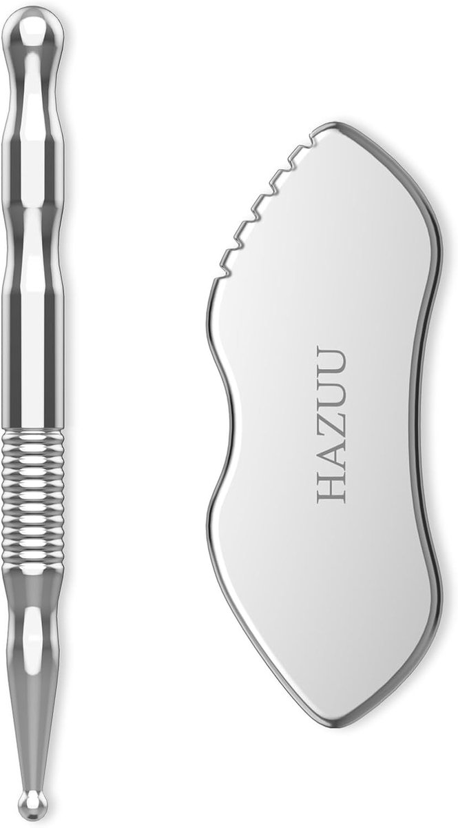 SnelShoppen - RVS Gua Sha Tool & Acupunctuur Pen - Diepe Weefselmassage & Trigger Point Therapie - Volledige Lichaam Acupressuur Bar - Duurzaam & Hygi