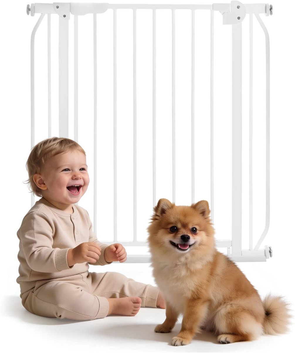 JCP® Traphekje - Traphekje voor Baby's - Automatische Sluiting - Wit - 105cm x 3cm x 77cm