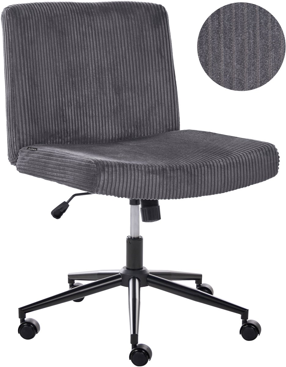 GEDDES - Bureaustoel - Grijs - Corduroy