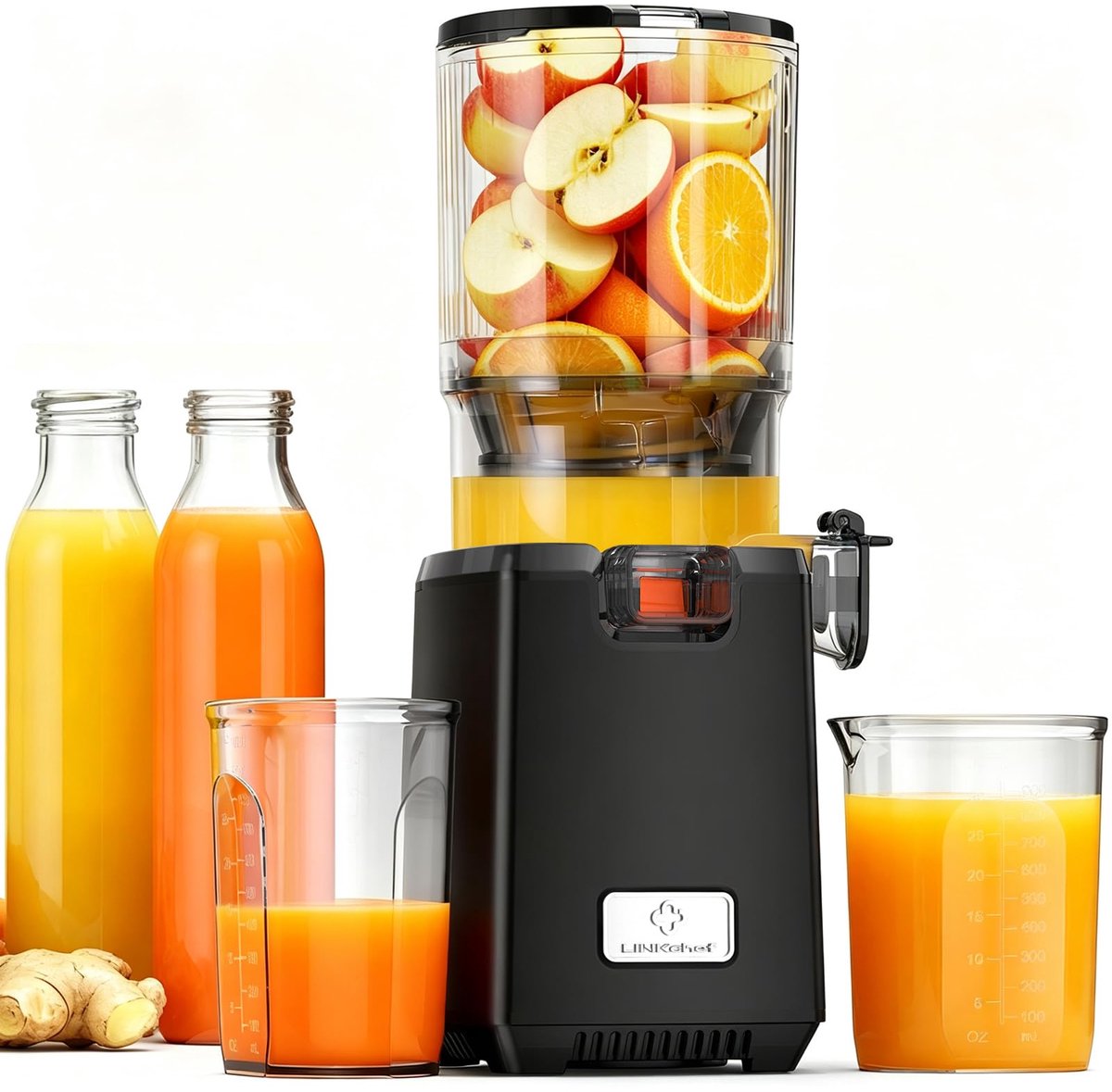SnelShoppen - Koude Pers Slow Juicer - LINKChef Juicer Machines met 130mm brede invoeropening voor heel fruit, 1.8L capaciteit, 250W, Eenvoudig schoon