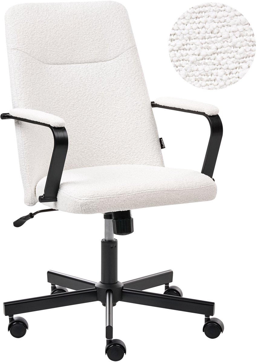 CAROGA - Bureaustoel - Wit - Bouclé