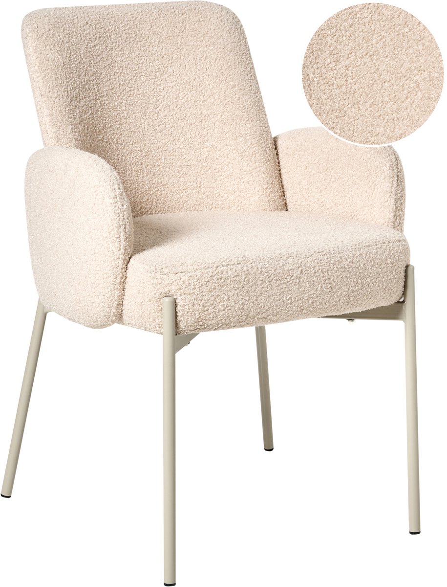MAGEE - Eetkamerstoel - Lichtbeige - Bouclé