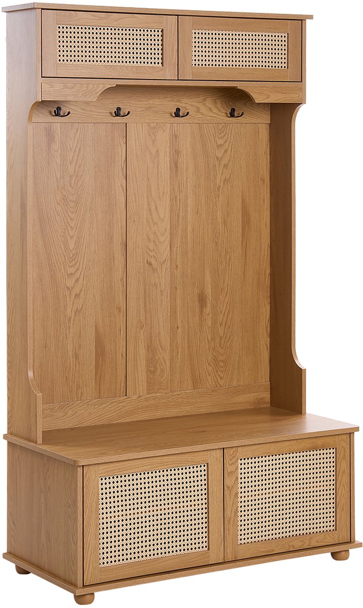 BUCHANAN - Schoenenrek met kapstok - Lichtbruin - MDF