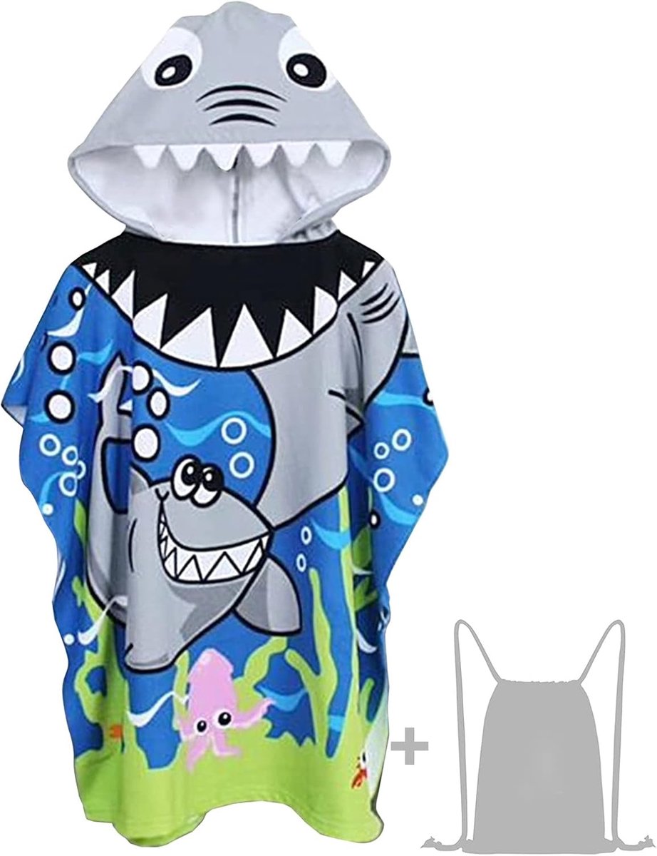 SnelShoppen - JORAKI Badhanddoeken voor Kinderen, Ultralichte Microvezel Badponcho, Absorberende Strandhanddoek met Capuchon voor Meisjes en Jongens,