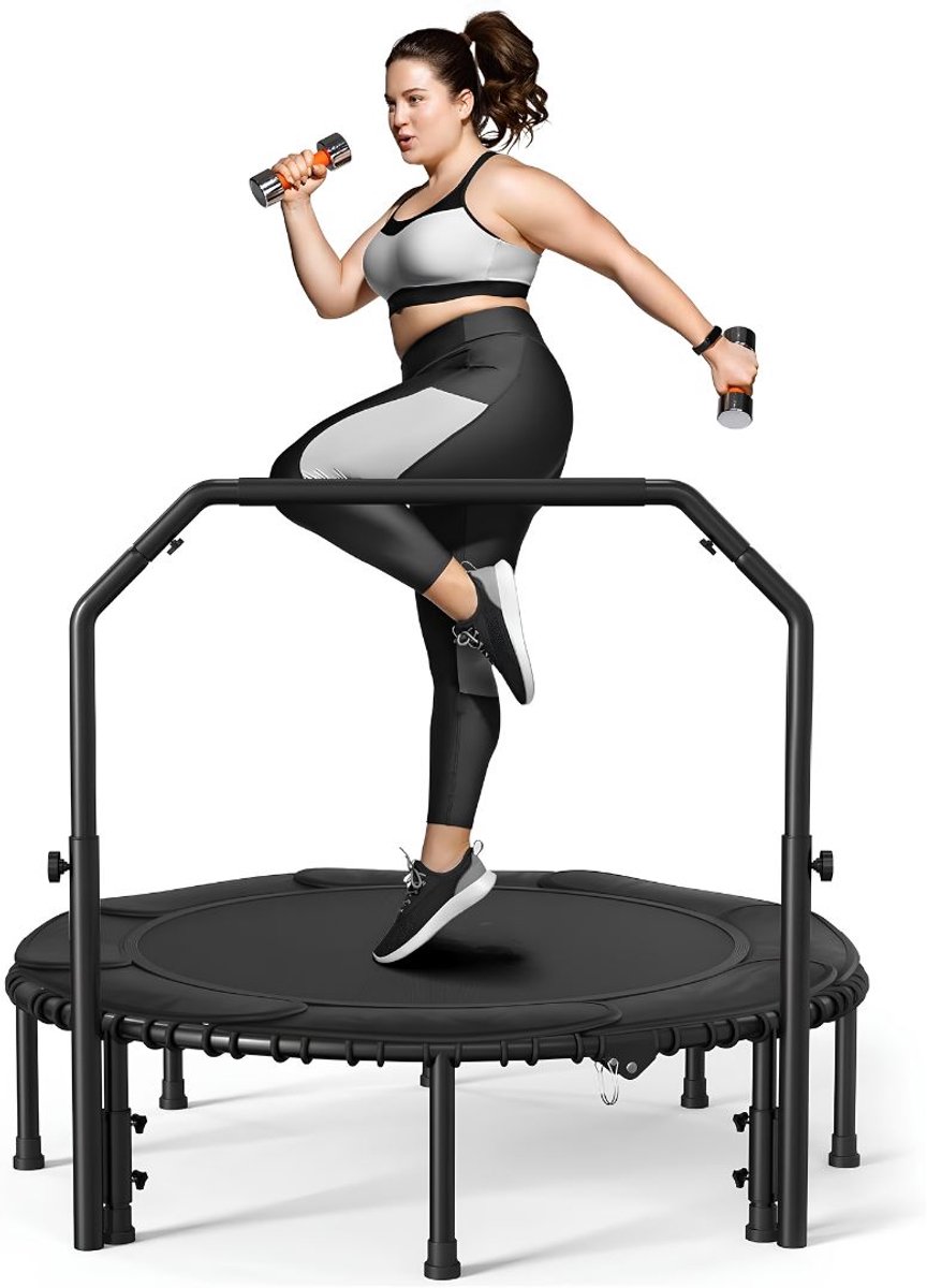 NIVA® Fitness Trampoline - Trampoline Fitness - Mini Trampoline - Zwart - 41cm x 15cm x 98cm