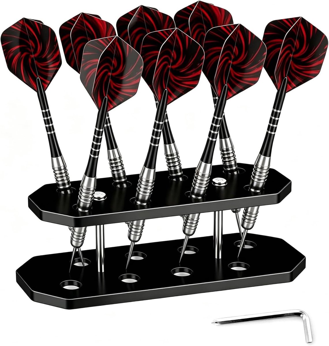 Dartstandaard voor 8 Darts, Acryl Houder met Schroevendraaier en Montageaccessoires, Ideaal voor Slaapkamer en Speelruimte, 16 × 6 × 5,5 cm
