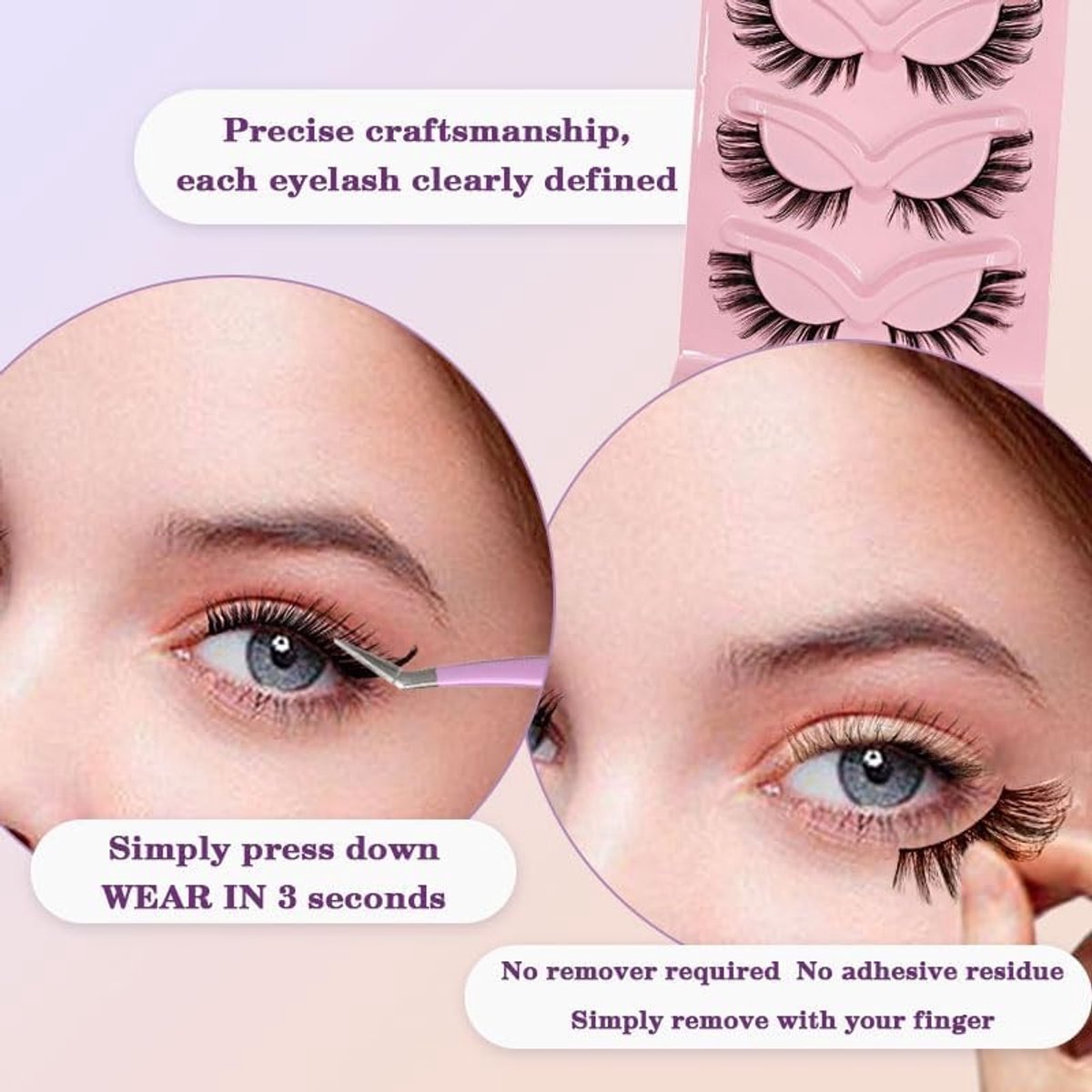 5 Paar Fox Eye Wimpers, Dikke en Krullende Valse Wimpers voor Beginners, 8-12 mm, Ideaal voor Oogmake-up en Wimperextensions
