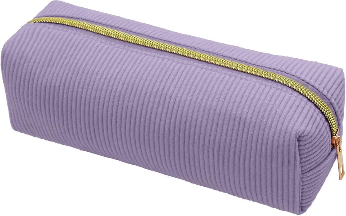 SnelShoppen - Pennenetui voor Meisjes - Corduroy Etui - Modern Lila - Ruime Pennenetui voor School en Kantoor - 20x8x7 cm